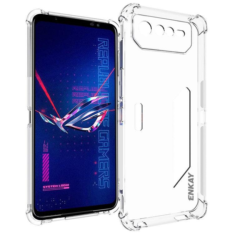 ENKAY HAT PRINCE For Asus ROG Phone 6 5G Clear TPU Reinforced Corner Phone Case Anti-slip Strip Edge Shockproof Protective Cover