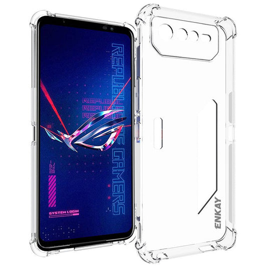 ENKAY HAT PRINCE For Asus ROG Phone 6 5G Clear TPU Reinforced Corner Phone Case Anti-slip Strip Edge Shockproof Protective Cover
