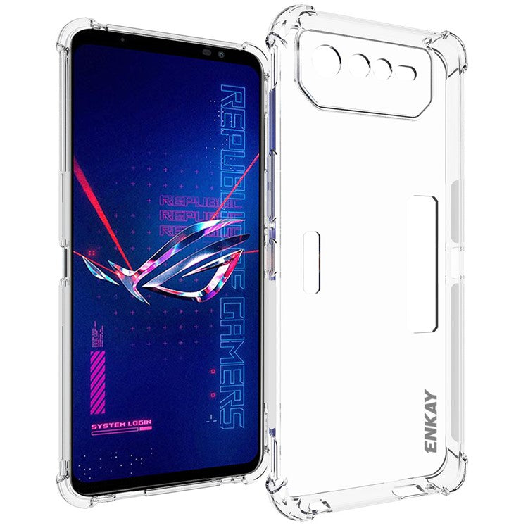 ENKAY HAT PRINCE For Asus ROG Phone 6 Pro 5G Reinforced Corner Clear Phone Case Flexible TPU Anti-slip Strip Edge Protective Cover