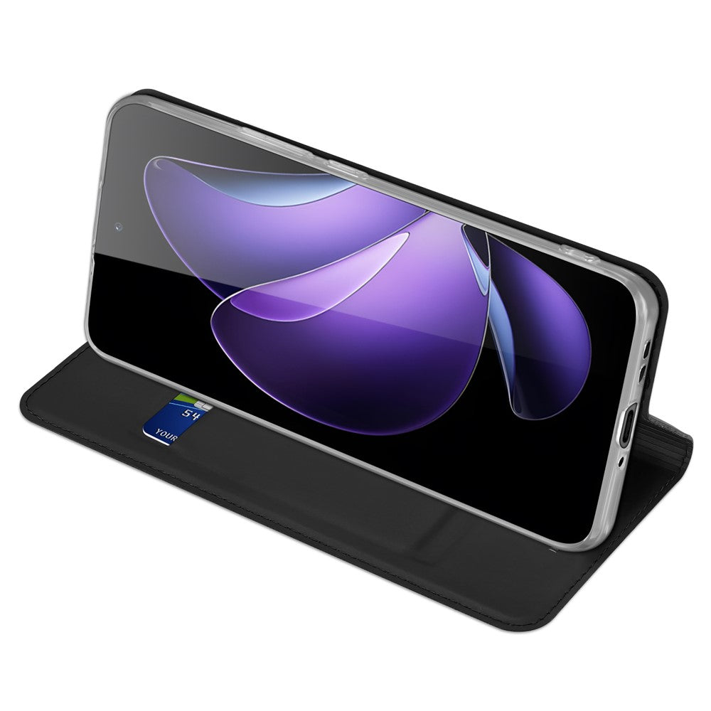 For Oppo Reno13 F 4G / Oppo Reno13 F 5G Case DUX DUCIS Skin Pro Series Leather Stand Cover Card Holder - Black
