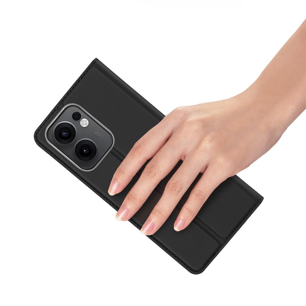 For Oppo Reno13 F 4G / Oppo Reno13 F 5G Case DUX DUCIS Skin Pro Series Leather Stand Cover Card Holder - Black