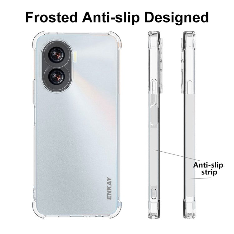 ENKAY HAT PRINCE For Honor X40i 5G Thickened Corners Crystal Clear Phone Case Anti-slip Strip Edge TPU Shell