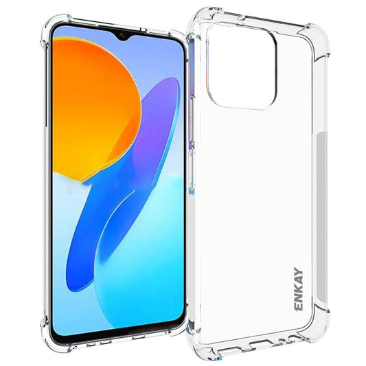 ENKAY HAT PRINCE For Honor X8 5G Transparent Phone Case Soft TPU Thickened Corners Anti-slip Strip Edge Shockproof Cover