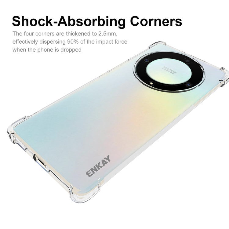 ENKAY HAT PRINCE For Honor X40 5G / X9a 5G / Magic5 Lite 5G Drop-proof Clear Phone Case Anti-slip Strip Edge Thickened Corners TPU Cover