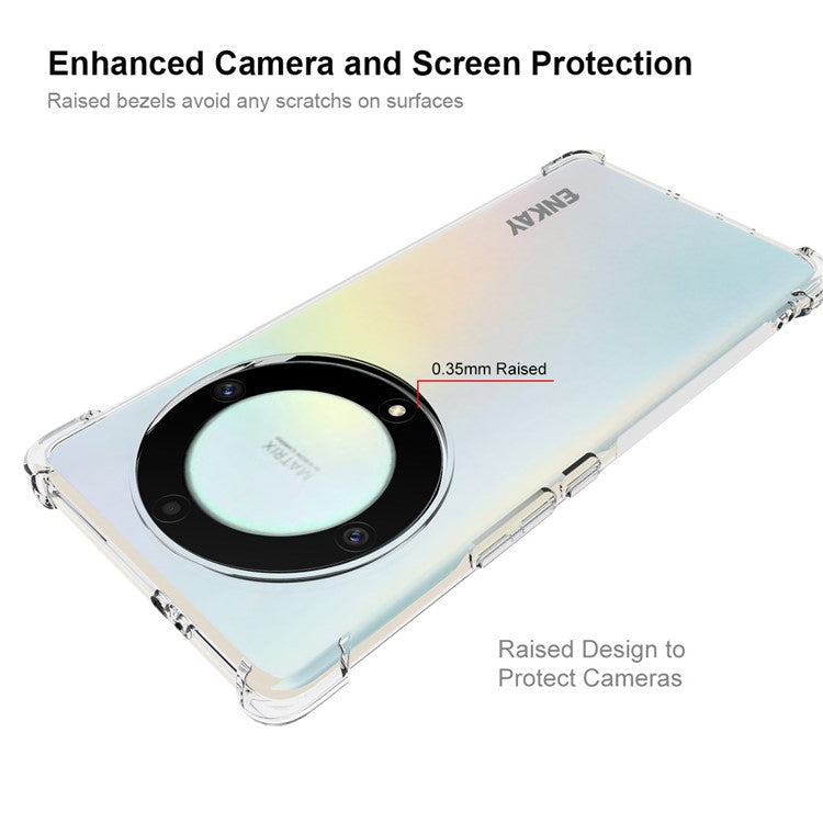 ENKAY HAT PRINCE For Honor X40 5G / X9a 5G / Magic5 Lite 5G Drop-proof Clear Phone Case Anti-slip Strip Edge Thickened Corners TPU Cover