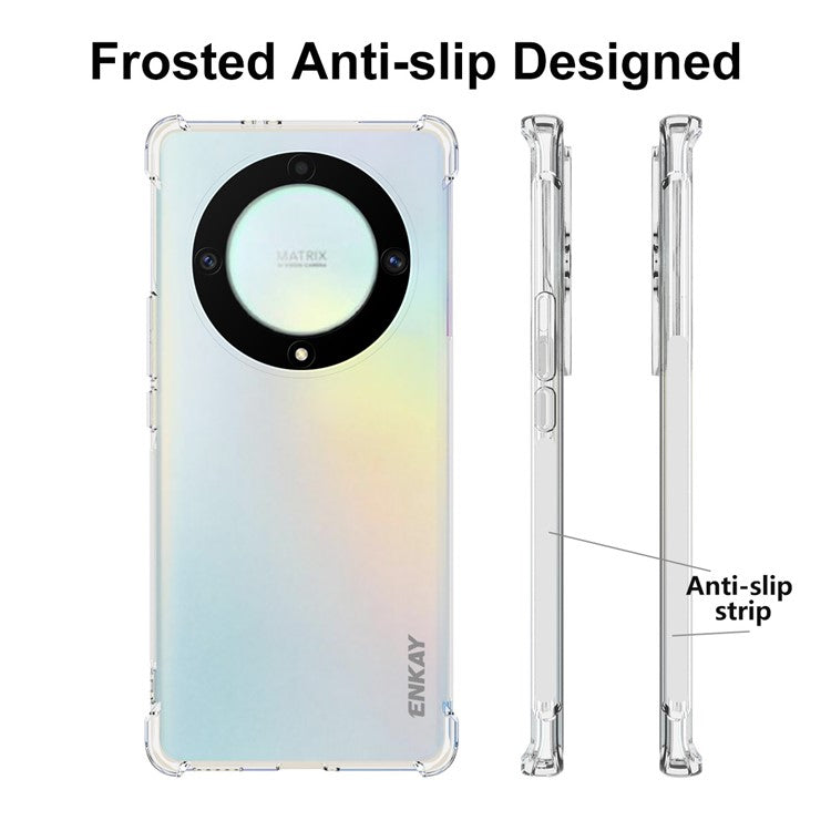 ENKAY HAT PRINCE For Honor X40 5G / X9a 5G / Magic5 Lite 5G Drop-proof Clear Phone Case Anti-slip Strip Edge Thickened Corners TPU Cover