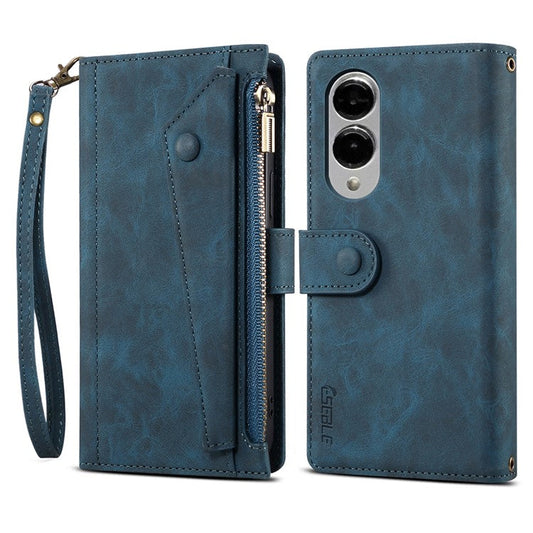 ESEBLE Star Series For Samsung Galaxy S25 Edge Case Zipper Wallet Leather Stand Phone Cover - Blue