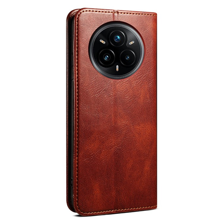 For Realme 14 Pro+ 5G Case Crazy Horse Texture Waxy Leather Wallet Stand Phone Cover - Brown