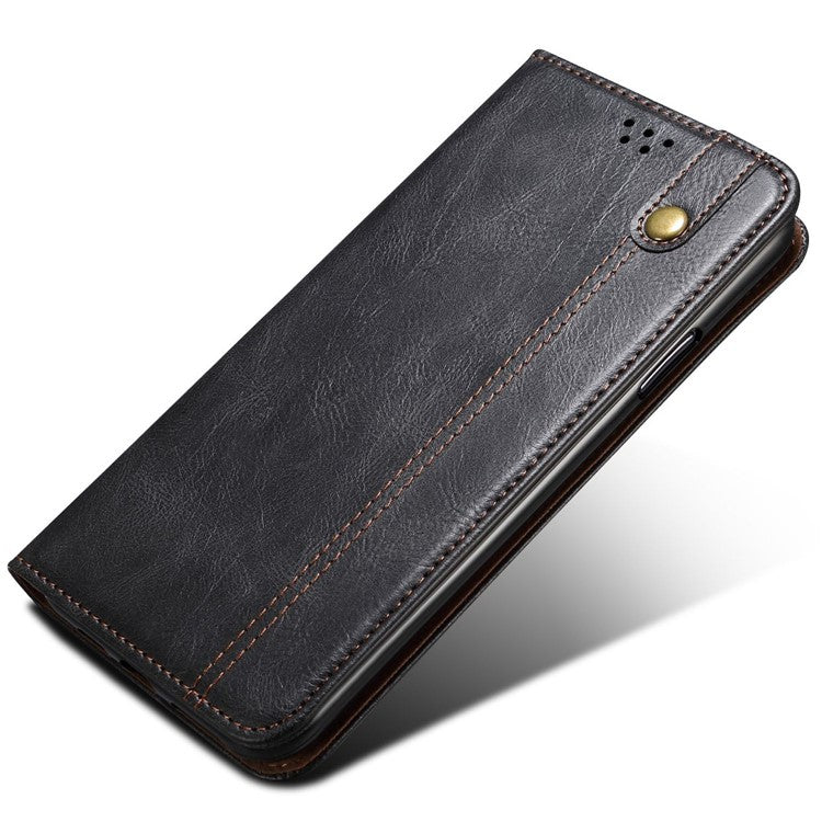 For Realme P3 Pro 5G Case Crazy Horse Texture Waxy Leather Wallet Stand Phone Cover - Black