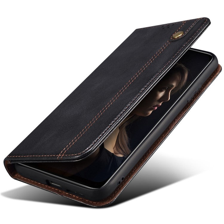 For Realme P3 Pro 5G Case Crazy Horse Texture Waxy Leather Wallet Stand Phone Cover - Black