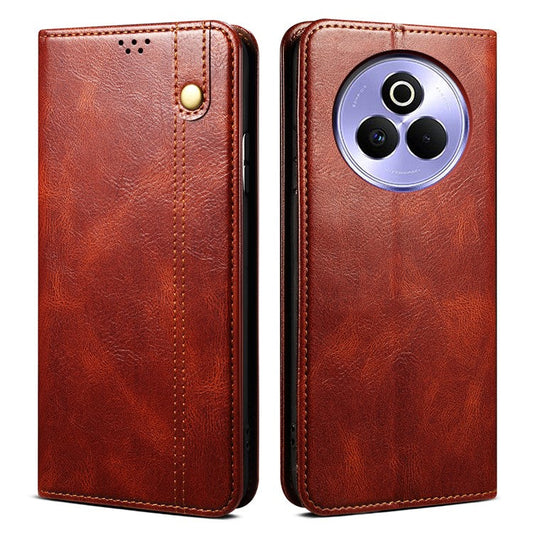 For Realme P3 Pro 5G Case Crazy Horse Texture Waxy Leather Wallet Stand Phone Cover - Brown