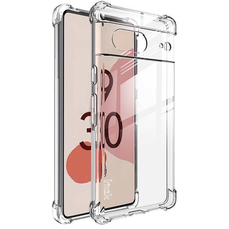 IMAK For Google Pixel 7 5G Soft TPU Clear Phone Cover Shockproof Four Corner Airbag Case - Transparent