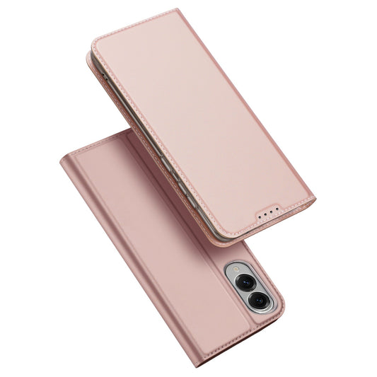 For Samsung Galaxy S25 Edge Case DUX DUCIS Skin Pro Series Leather Cover Card Holder - Pink