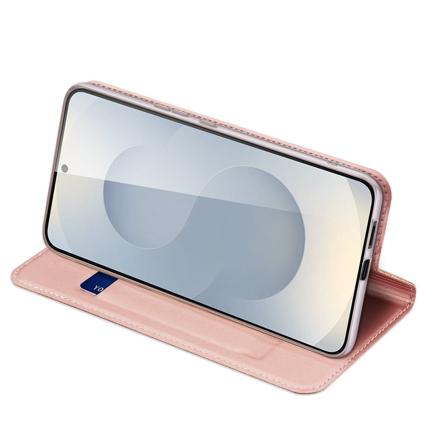 For Samsung Galaxy S25 Edge Case DUX DUCIS Skin Pro Series Leather Cover Card Holder - Pink