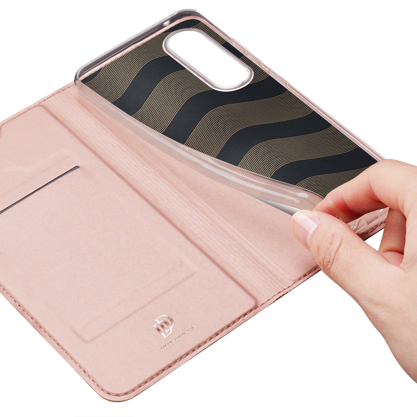 For Samsung Galaxy S25 Edge Case DUX DUCIS Skin Pro Series Leather Cover Card Holder - Pink