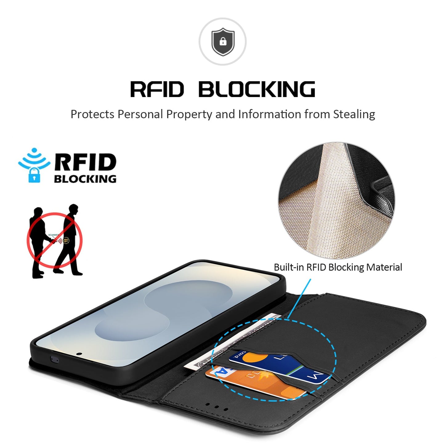 For Samsung Galaxy S25 Edge Case DUX DUCIS Hivo Series Cowhide Leather RFID Blocking Wallet Stand Flip Phone Cover - Black