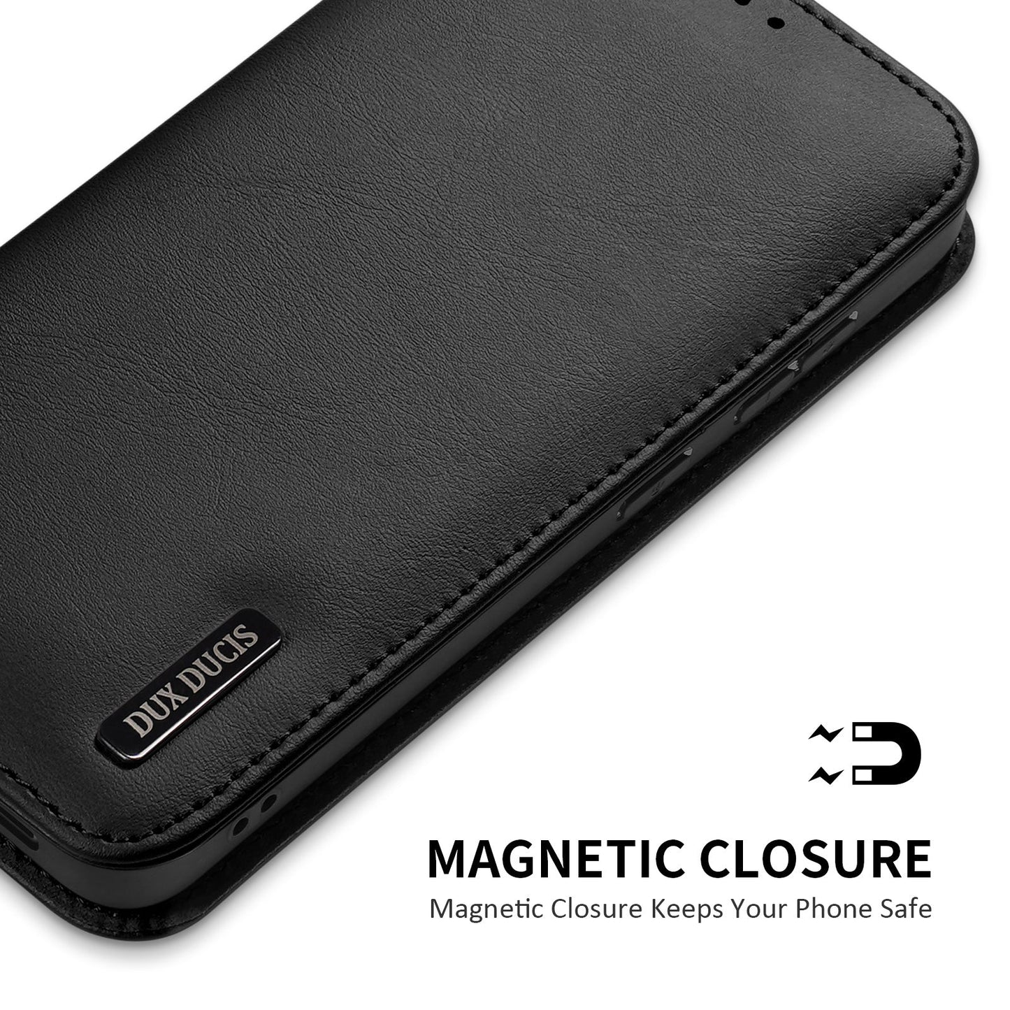 For Samsung Galaxy S25 Edge Case DUX DUCIS Hivo Series Cowhide Leather RFID Blocking Wallet Stand Flip Phone Cover - Black