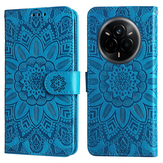 For Realme 14 Pro 5G Case Sunflower Imprint Leather Wallet Phone Cover - Blue