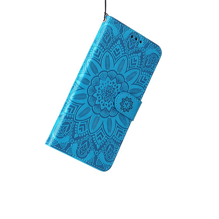 For Realme 14 Pro 5G Case Sunflower Imprint Leather Wallet Phone Cover - Blue