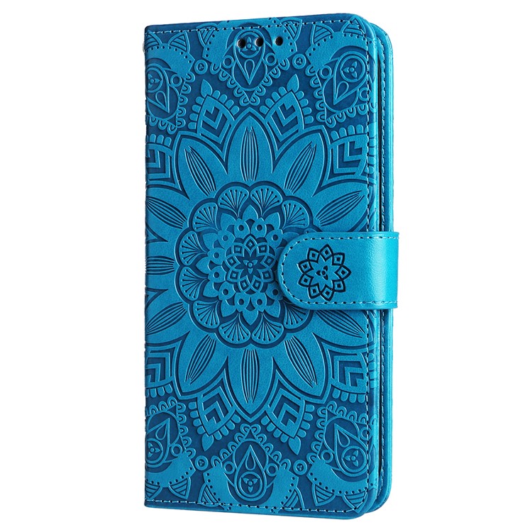 For Realme 14 Pro 5G Case Sunflower Imprint Leather Wallet Phone Cover - Blue