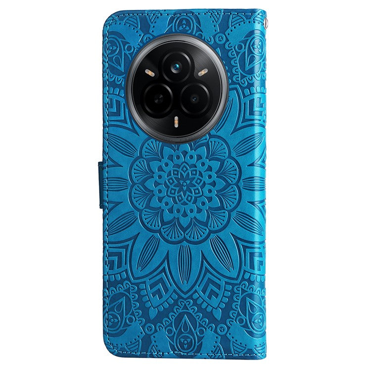 For Realme 14 Pro 5G Case Sunflower Imprint Leather Wallet Phone Cover - Blue