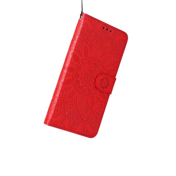 For Realme 14 Pro 5G Case Sunflower Imprint Leather Wallet Phone Cover - Red