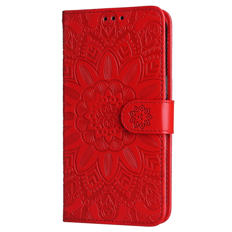 For Realme 14 Pro 5G Case Sunflower Imprint Leather Wallet Phone Cover - Red