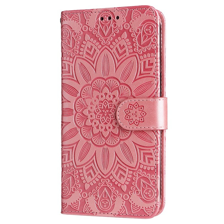 For Realme 14 Pro+ 5G Case Sunflower Imprint Leather Wallet Phone Cover - Pink