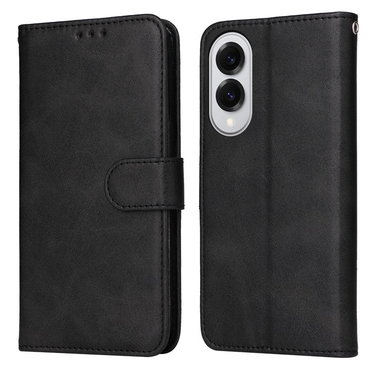 For Samsung Galaxy S25 Edge Case Wallet PU Leather Folio Flip Phone Cover - Black