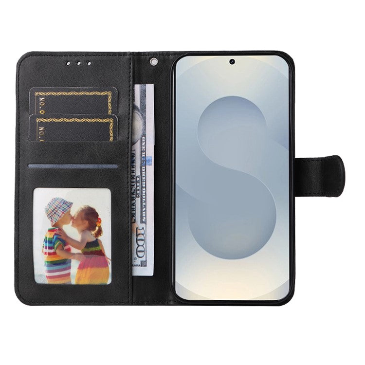 For Samsung Galaxy S25 Edge Case Wallet PU Leather Folio Flip Phone Cover - Black