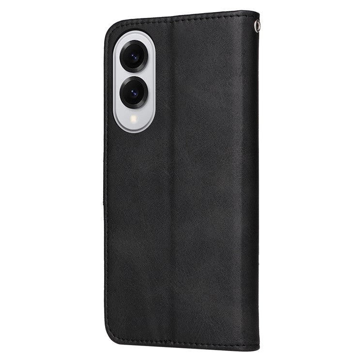 For Samsung Galaxy S25 Edge Case Wallet PU Leather Folio Flip Phone Cover - Black