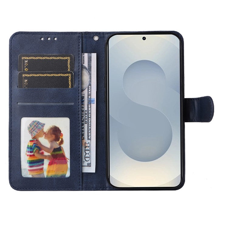 For Samsung Galaxy S25 Edge Case Wallet PU Leather Folio Flip Phone Cover - Blue