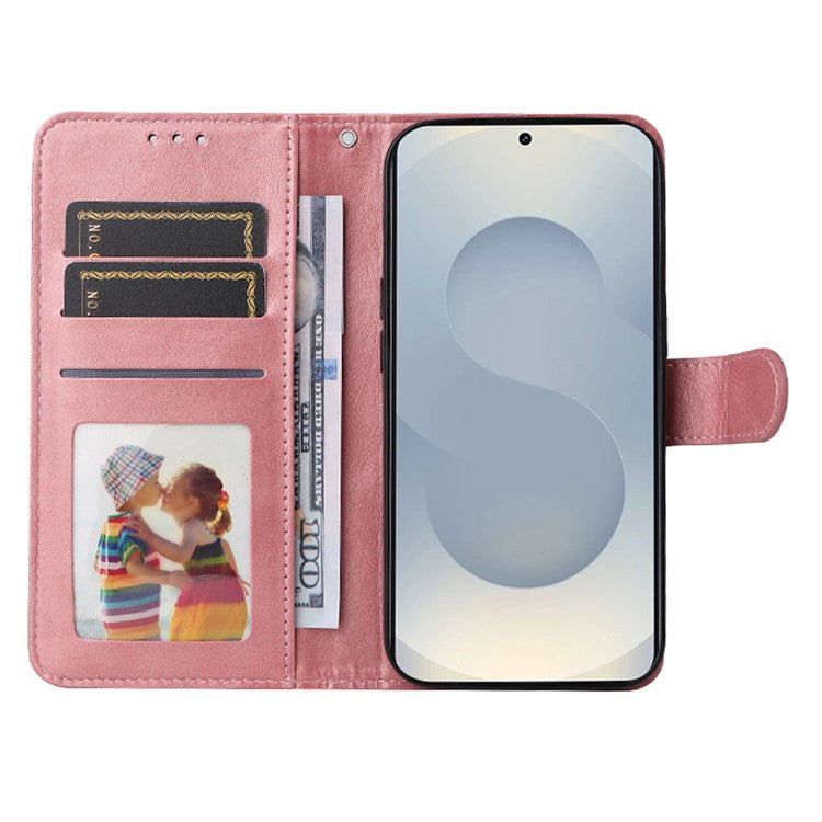 For Samsung Galaxy S25 Edge Case Wallet PU Leather Folio Flip Phone Cover - Pink