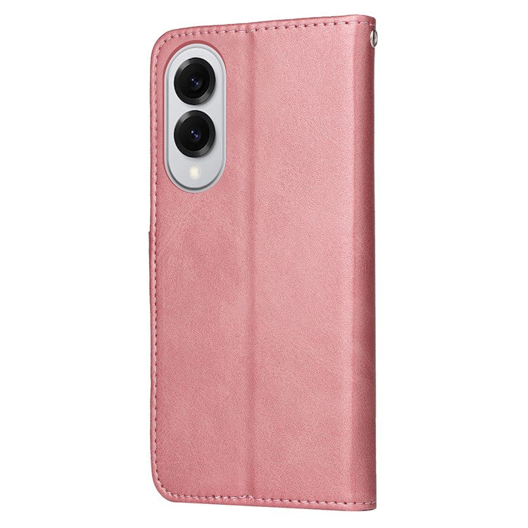 For Samsung Galaxy S25 Edge Case Wallet PU Leather Folio Flip Phone Cover - Pink