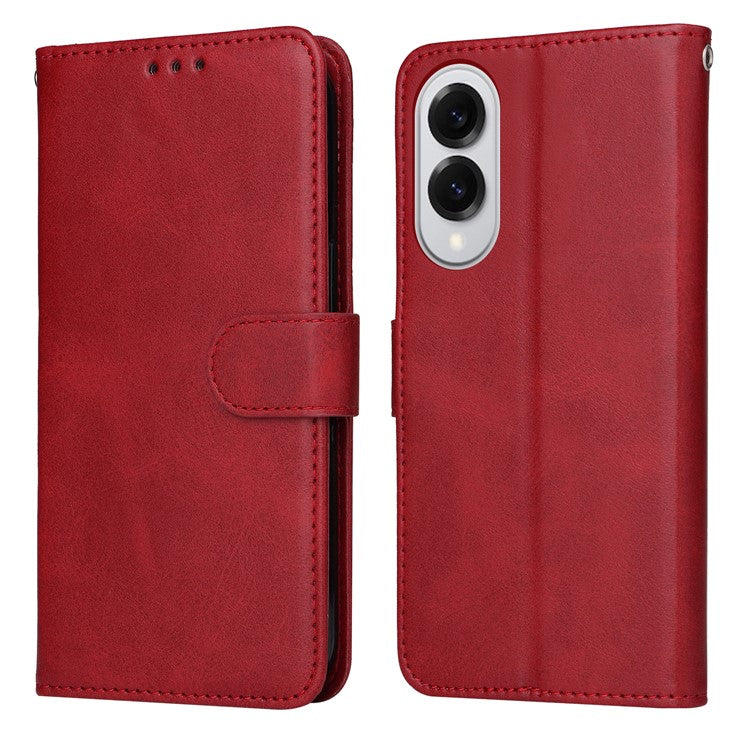 For Samsung Galaxy S25 Edge Case Wallet PU Leather Folio Flip Phone Cover - Red