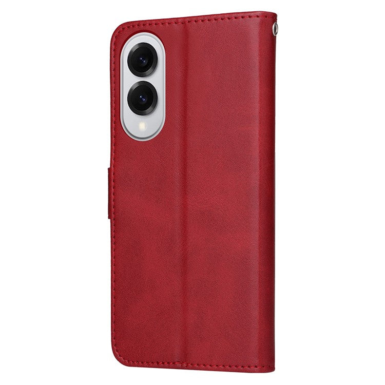 For Samsung Galaxy S25 Edge Case Wallet PU Leather Folio Flip Phone Cover - Red