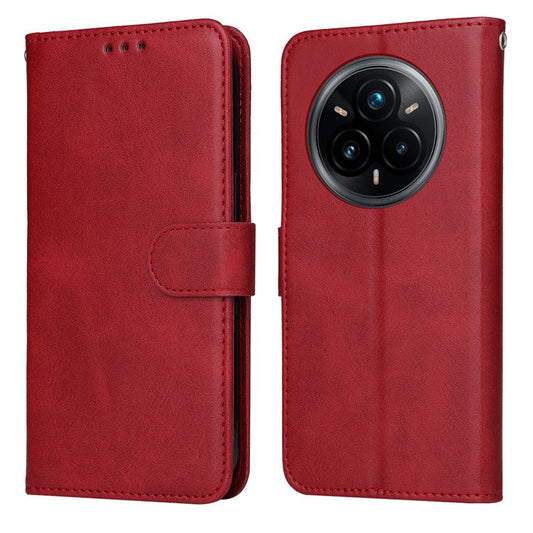 For Realme 14 Pro+ 5G Case Wallet PU Leather Folio Flip Phone Cover - Red