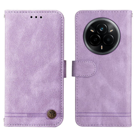 For Realme 14 Pro 5G Case Wallet Skin Touch Leather Phone Cover Tree Pattern Hardware - Purple