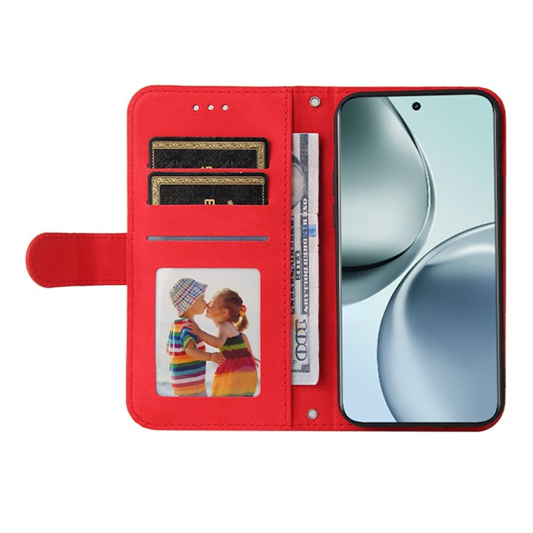 For Realme 14 Pro 5G Case Wallet Skin Touch Leather Phone Cover Tree Pattern Hardware - Red