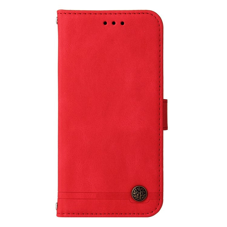 For Realme 14 Pro 5G Case Wallet Skin Touch Leather Phone Cover Tree Pattern Hardware - Red