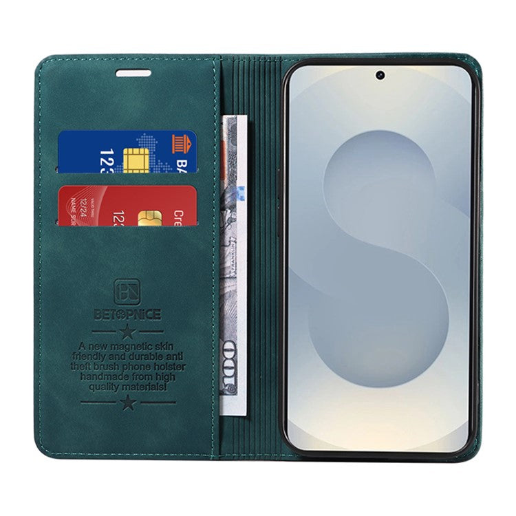 BETOPNICE 003 For Samsung Galaxy S25 Edge Case Wallet Leather Phone Cover with Stand - Green