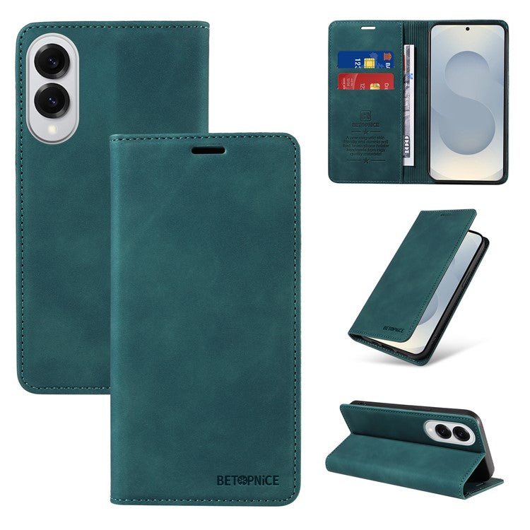 BETOPNICE 003 For Samsung Galaxy S25 Edge Case Wallet Leather Phone Cover with Stand - Green