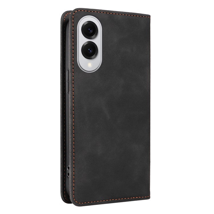 BETOPNICE 003 For Samsung Galaxy S25 Edge Case Wallet Leather Phone Cover with Stand - Black