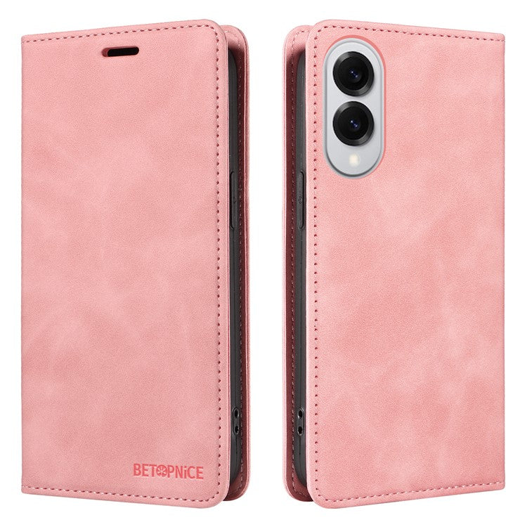 BETOPNICE 003 For Samsung Galaxy S25 Edge Case Wallet Leather Phone Cover with Stand - Pink