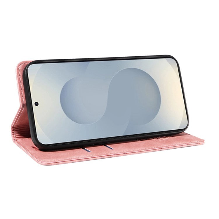 BETOPNICE 003 For Samsung Galaxy S25 Edge Case Wallet Leather Phone Cover with Stand - Pink