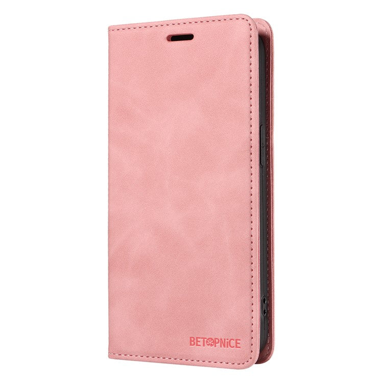 BETOPNICE 003 For Samsung Galaxy S25 Edge Case Wallet Leather Phone Cover with Stand - Pink