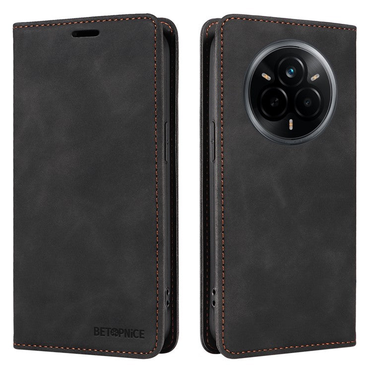 BETOPNICE 003 For Realme 14 Pro 5G Case Wallet Leather Phone Cover with Stand - Black