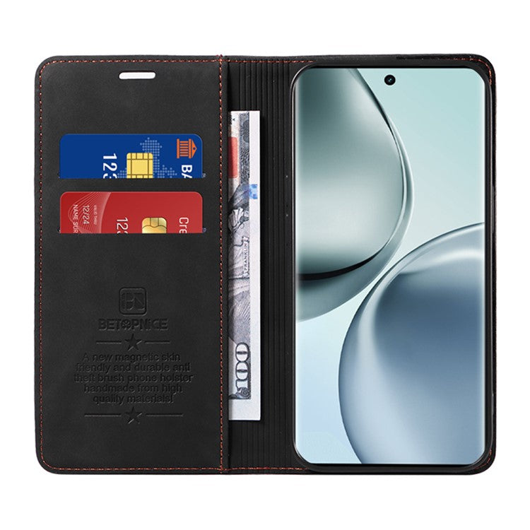 BETOPNICE 003 For Realme 14 Pro 5G Case Wallet Leather Phone Cover with Stand - Black
