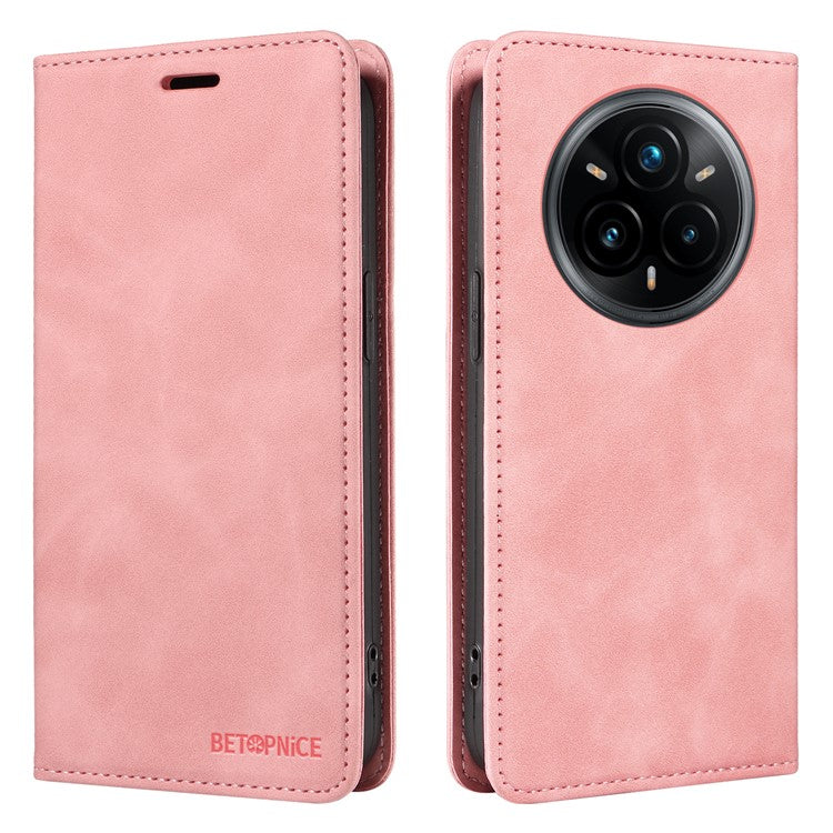 BETOPNICE 003 For Realme 14 Pro+ 5G Case Wallet Leather Phone Cover with Stand - Pink