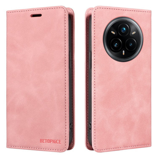 BETOPNICE 003 For Realme 14 Pro+ 5G Case Wallet Leather Phone Cover with Stand - Pink